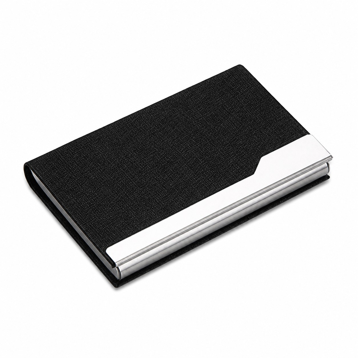 PU Stainless Card Holder Case — Black