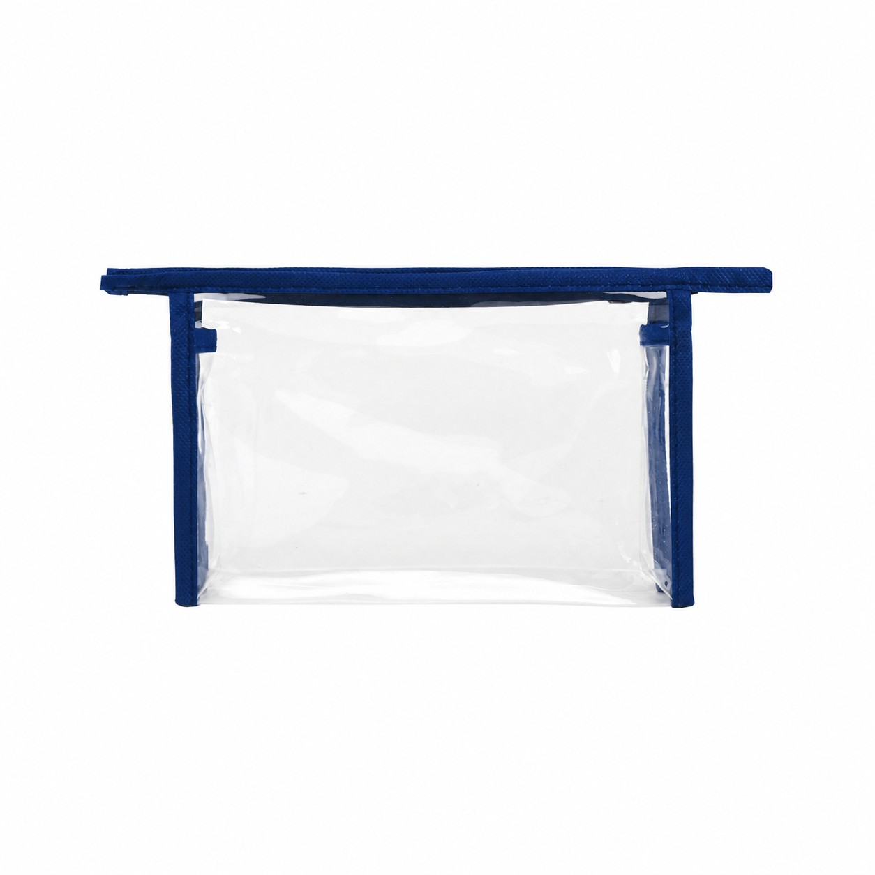 Clear PVC Carry Handle Toiletry Bag with 80GSM Non-Woven Trim — Navy Blue