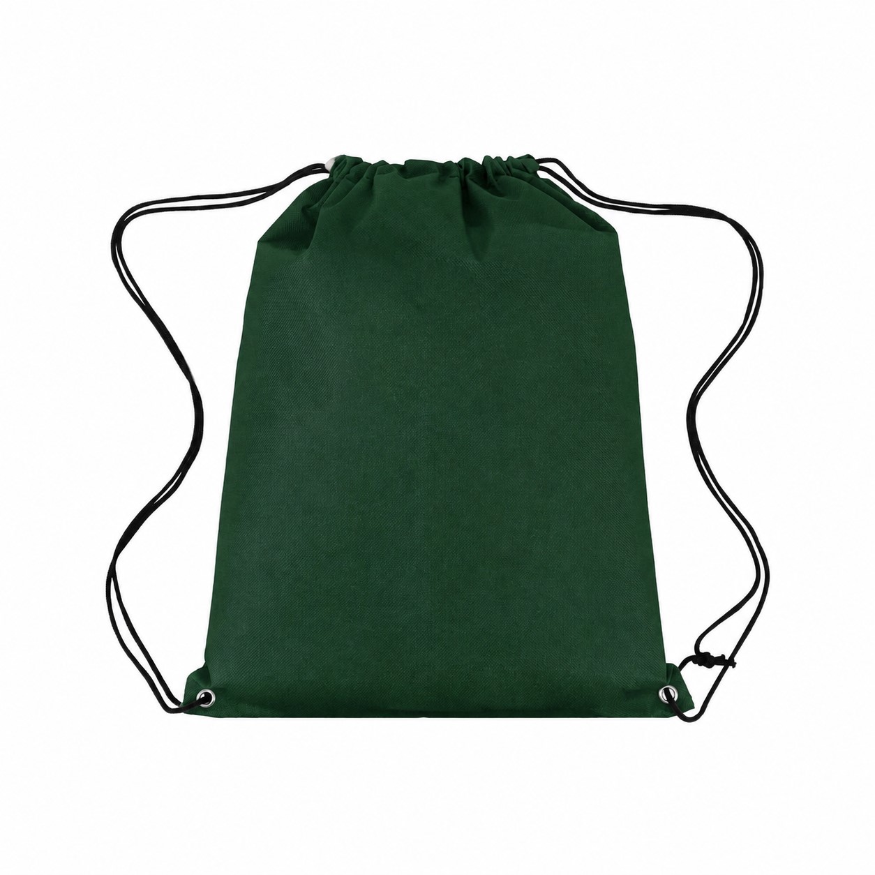 Non-Woven Drawstring Backpack With Metal Grommets — Forest Green