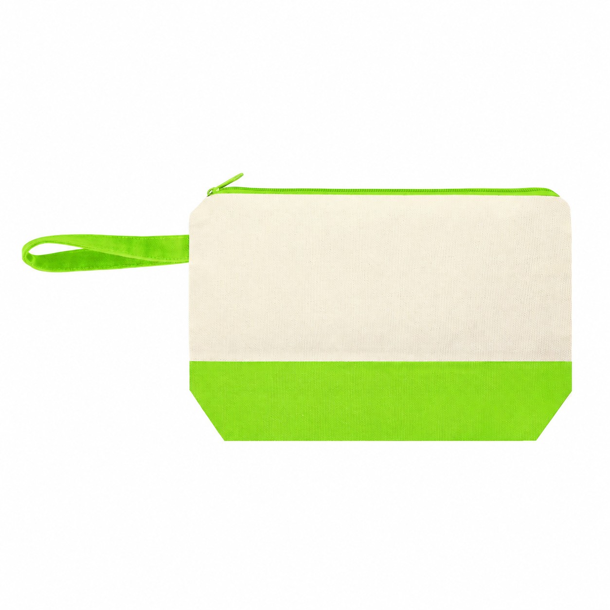Canvas Carry Handles Makeup Bag — Lime Green