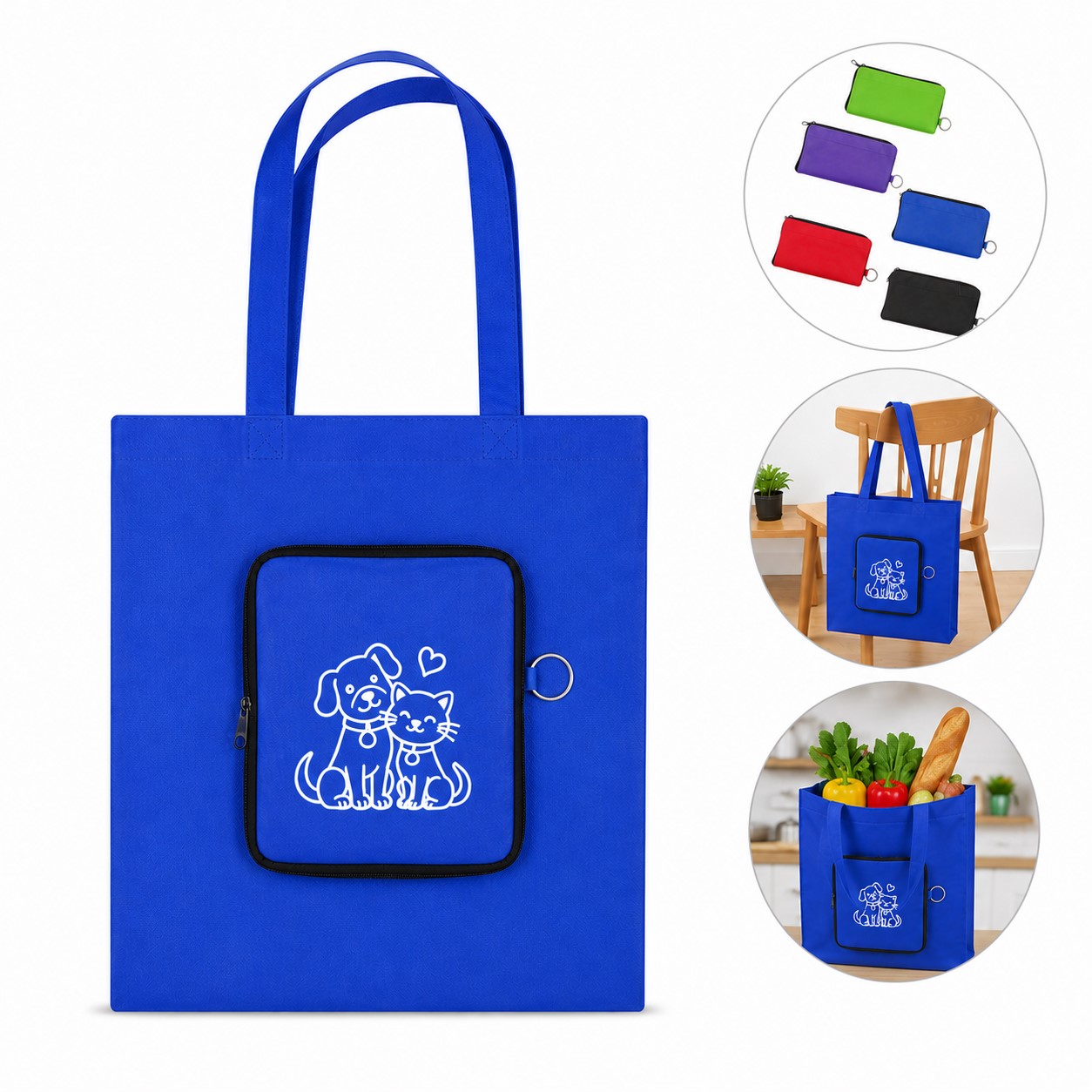 Foldable Oxford Tote With Integrated Zipper Pouch