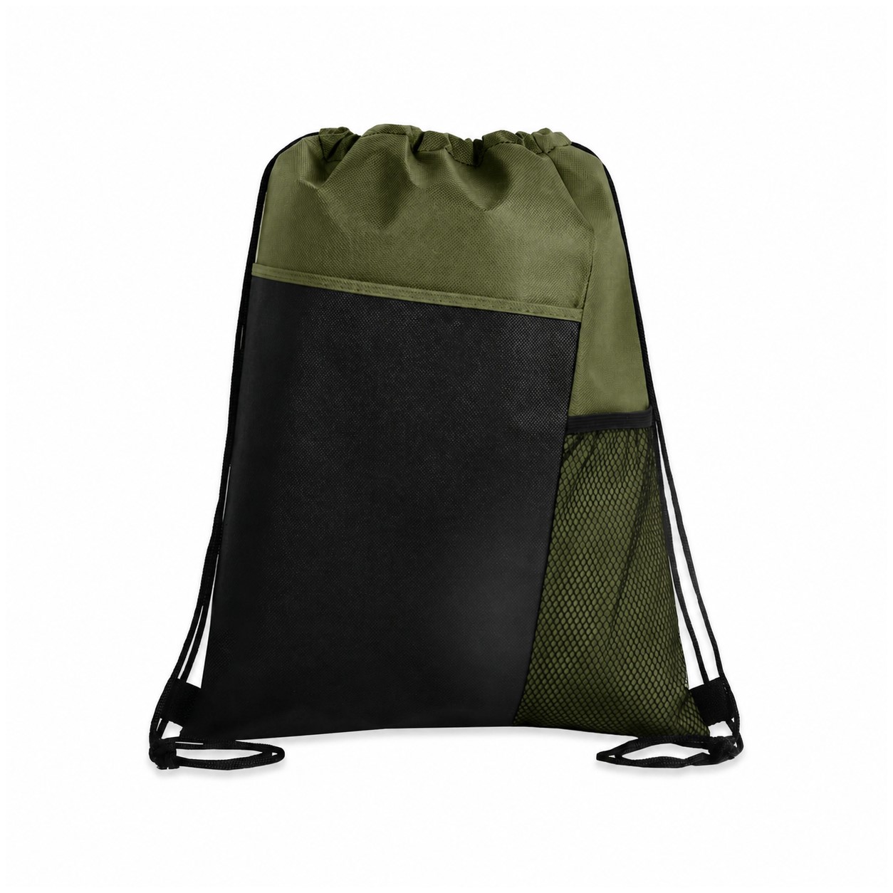 Tri-Color Mesh Drawstring Backpack — Army Green