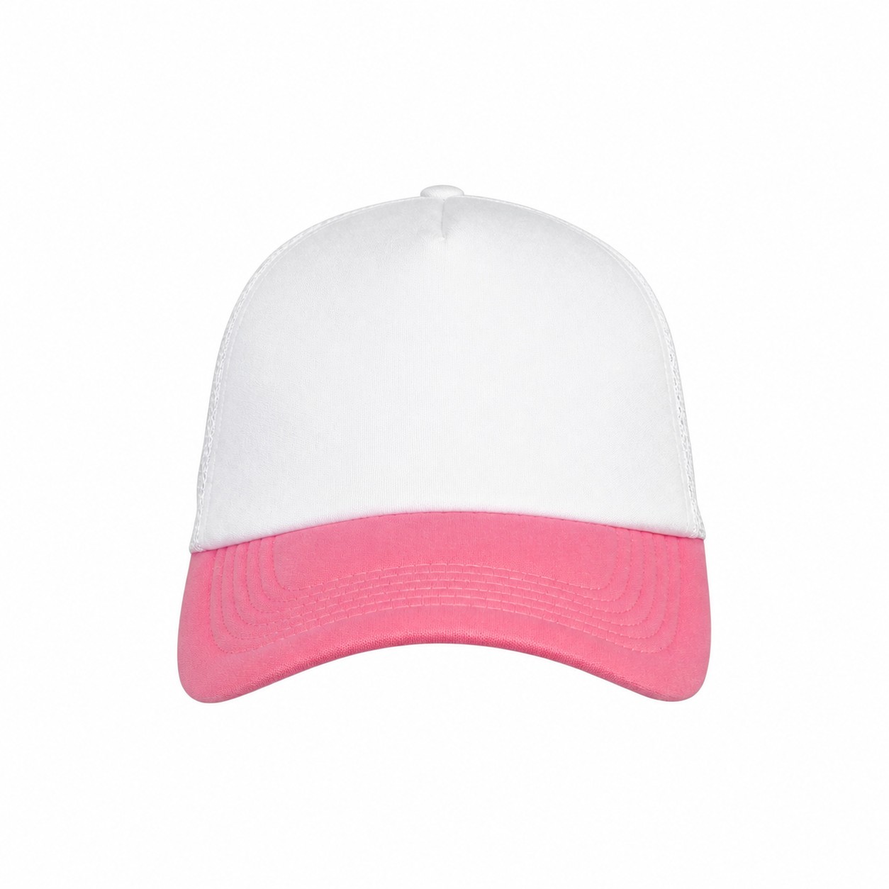 22.8-Inch Five-Panel Foam Trucker Cap — White/Pink