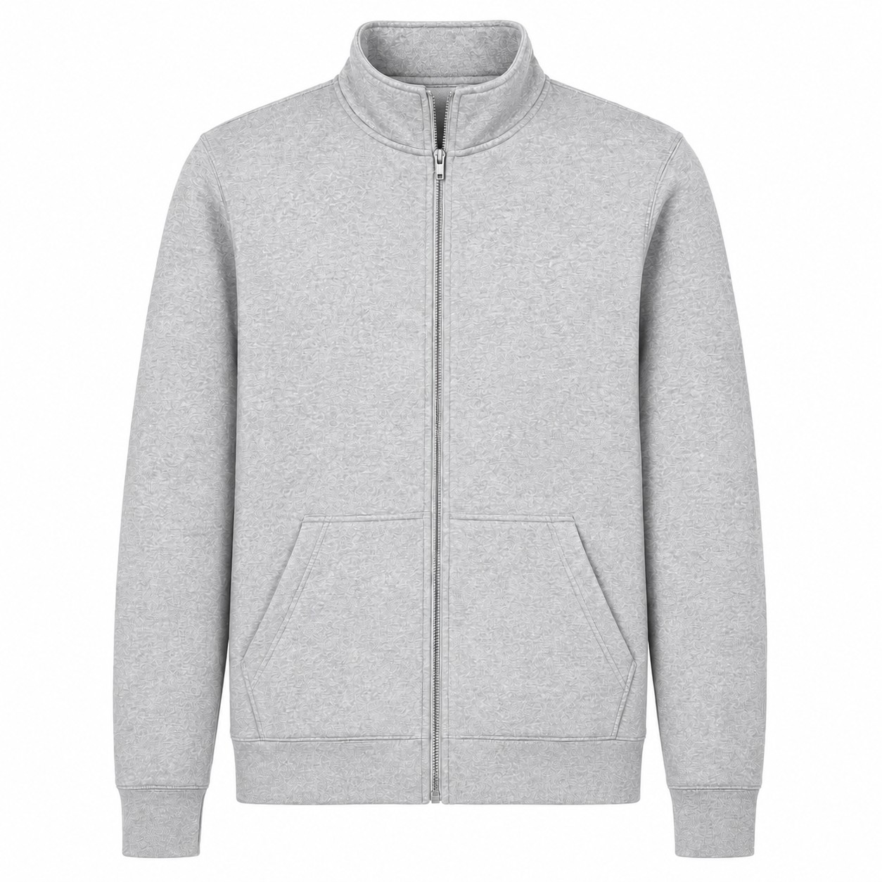 Cadet Collar Full Zip Sweatshirt — Silver