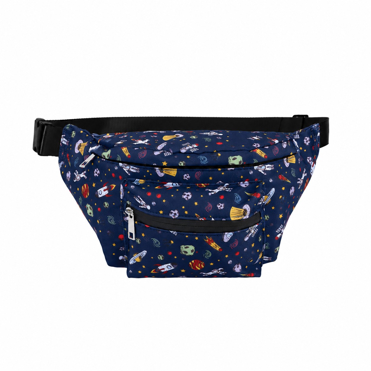290T Polyester Zippered Fanny Pack — Navy Blue