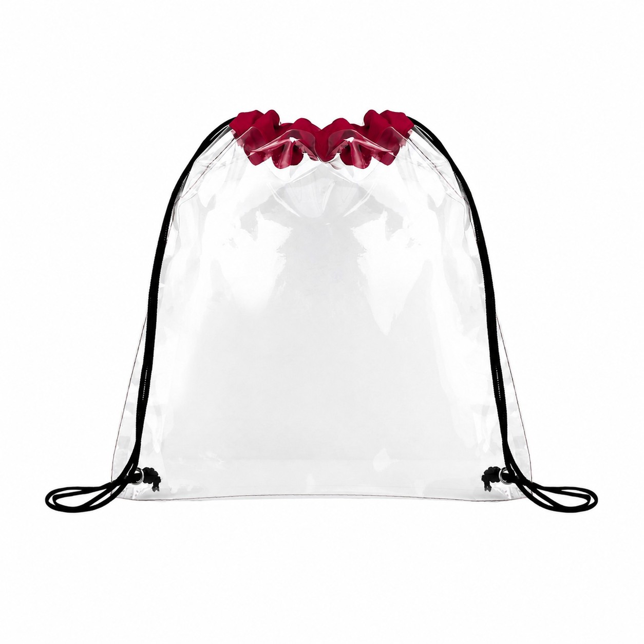 Metal Grommets Drawstring Bag — Burgundy Red