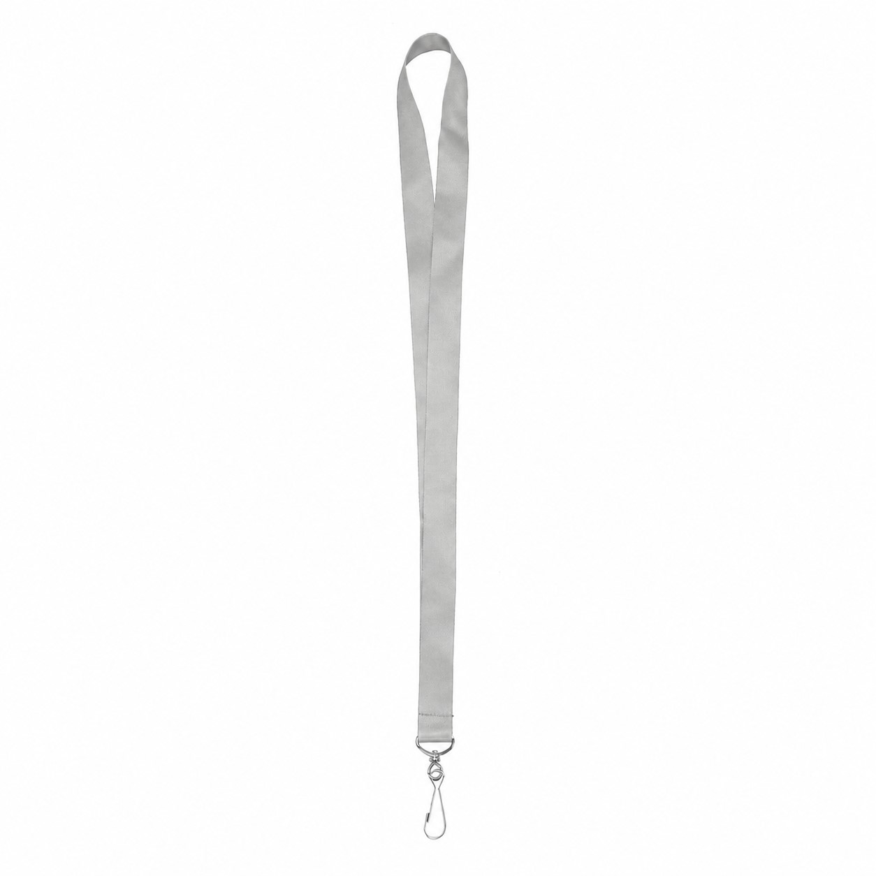 Satin Polyester J-Hook Lanyard — Nickel Silver