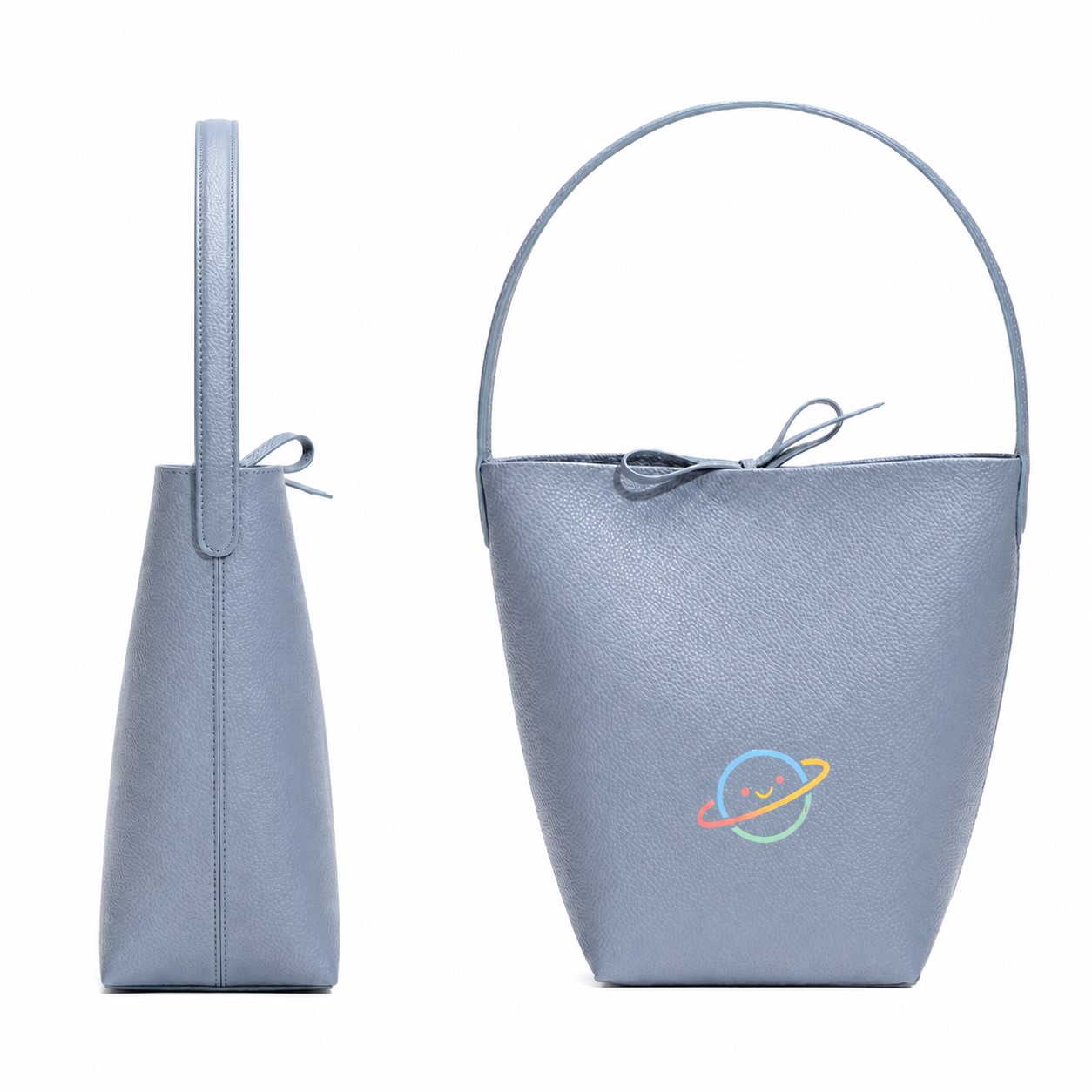 Tapered Polyester Shoulder Bag With Bow