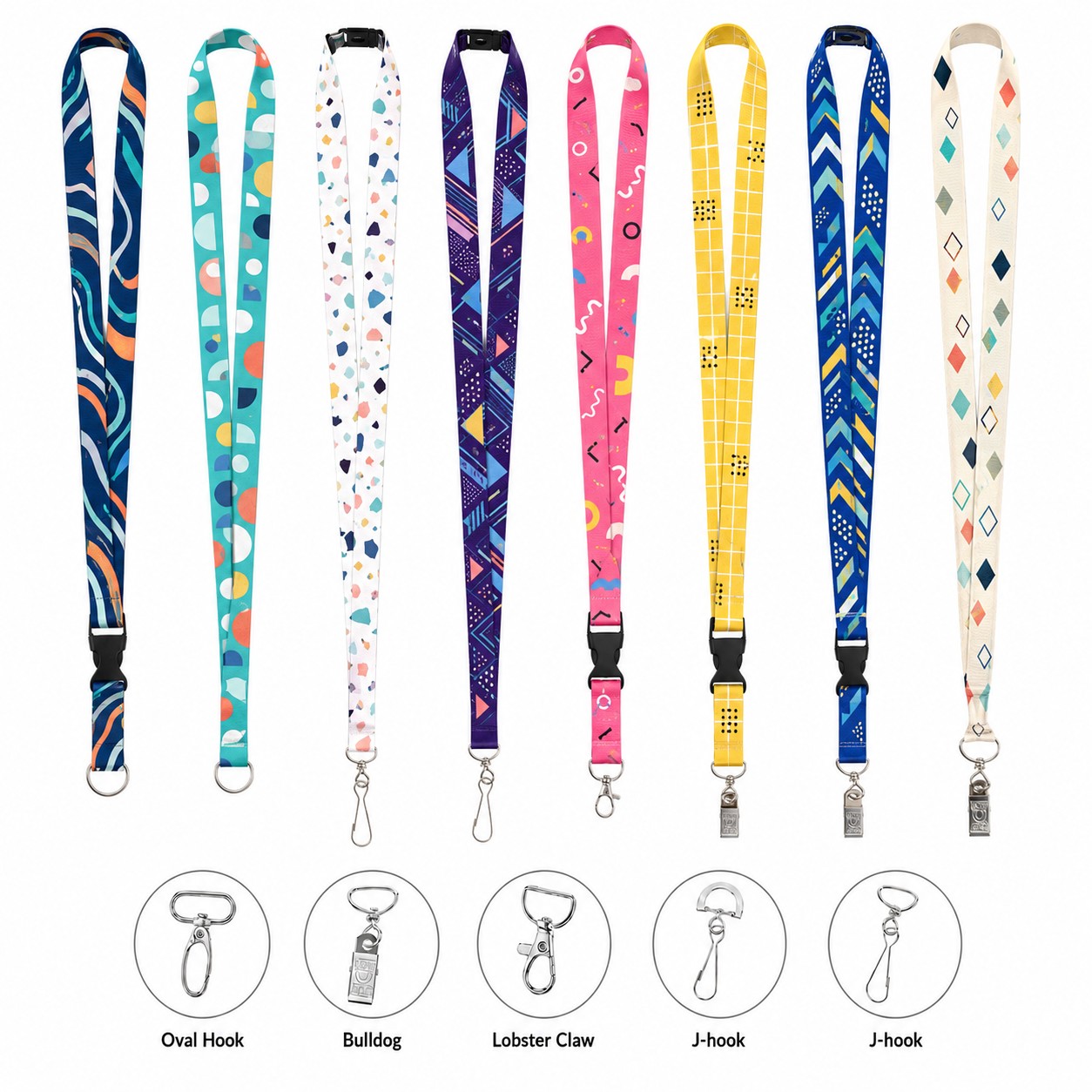 Multi-Attachment Polyester ID Badge Lanyard