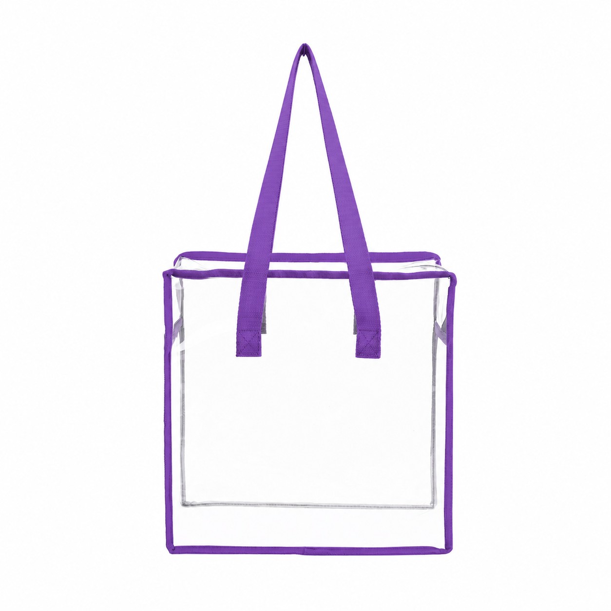 PVC And Polyester Zippered Storage Tote Bag — Purple