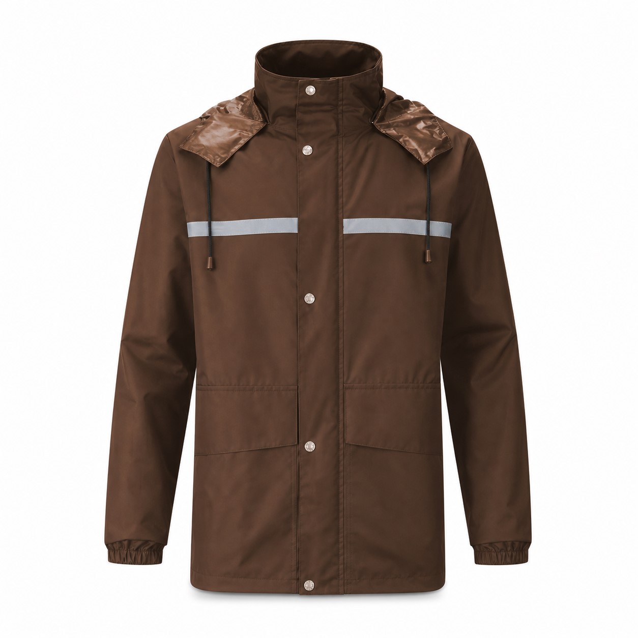 Reflective Polyester Hooded Rain Coat — view 2