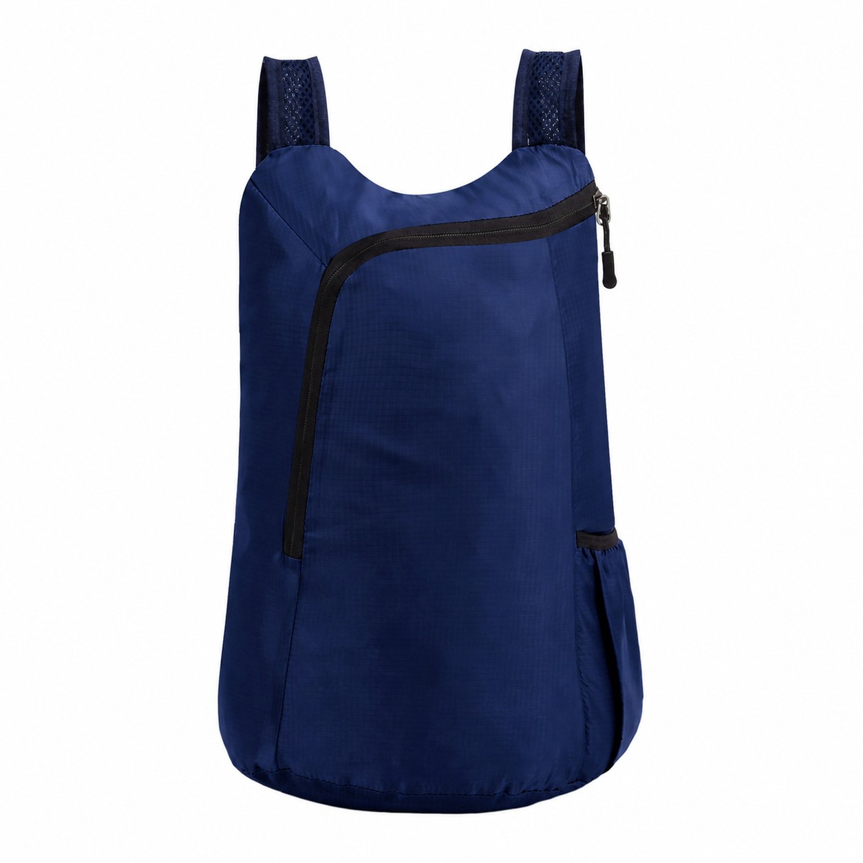 Mesh Pocket Polyester Backpack — Navy Blue