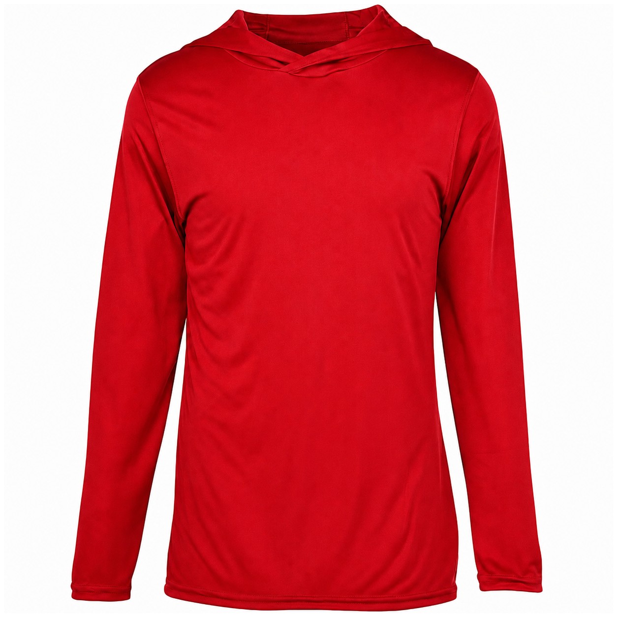 Polyester Hooded Long Sleeve Tee — Red