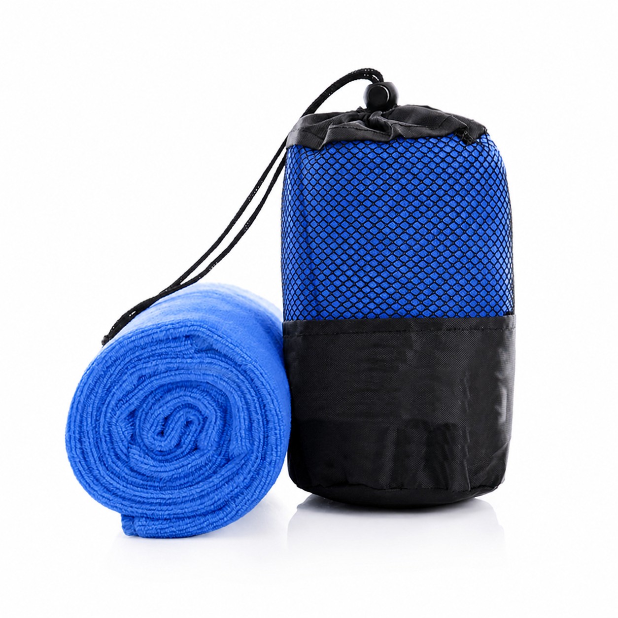 Microfiber Sports Towel With Mesh Sack — Blue