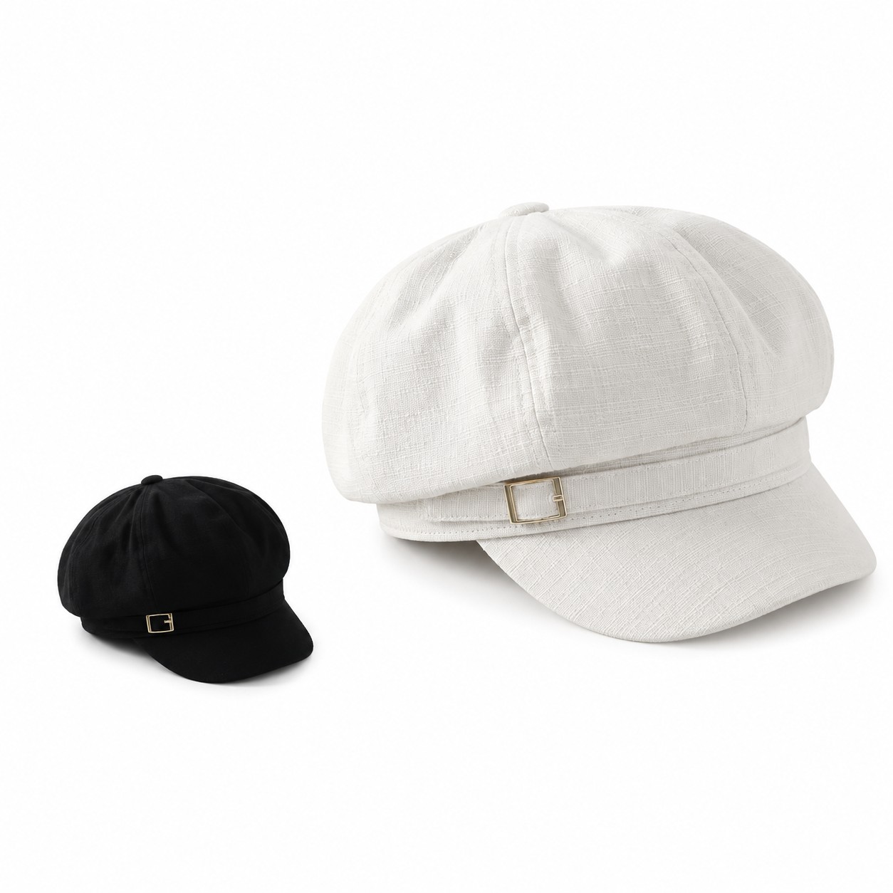 Pleated Polyester Newsboy Cap