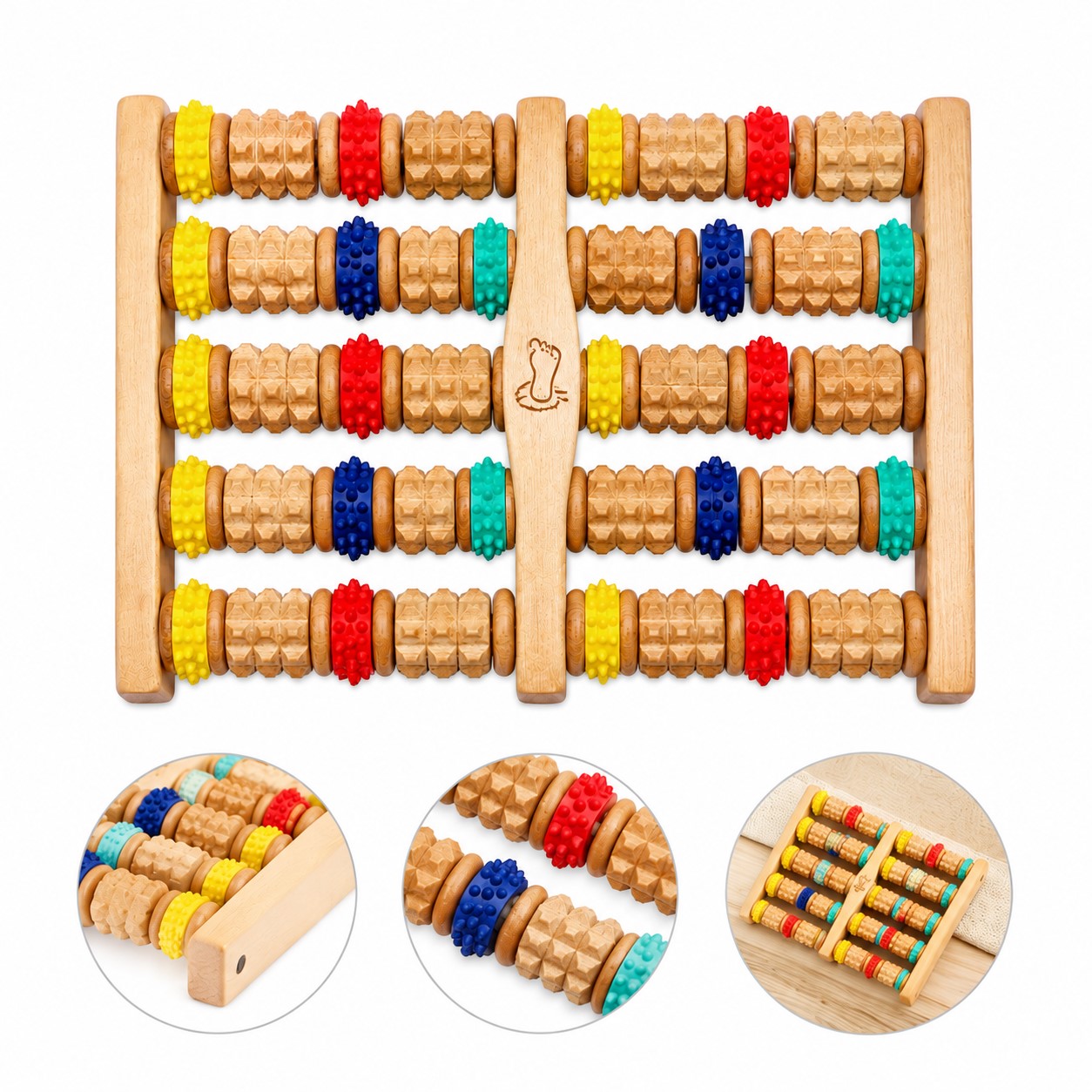 Wood Dual Foot Acupressure Roller