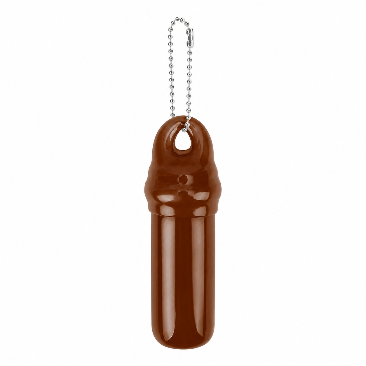Floating PVC Keytainer With Ball Chain — Brown