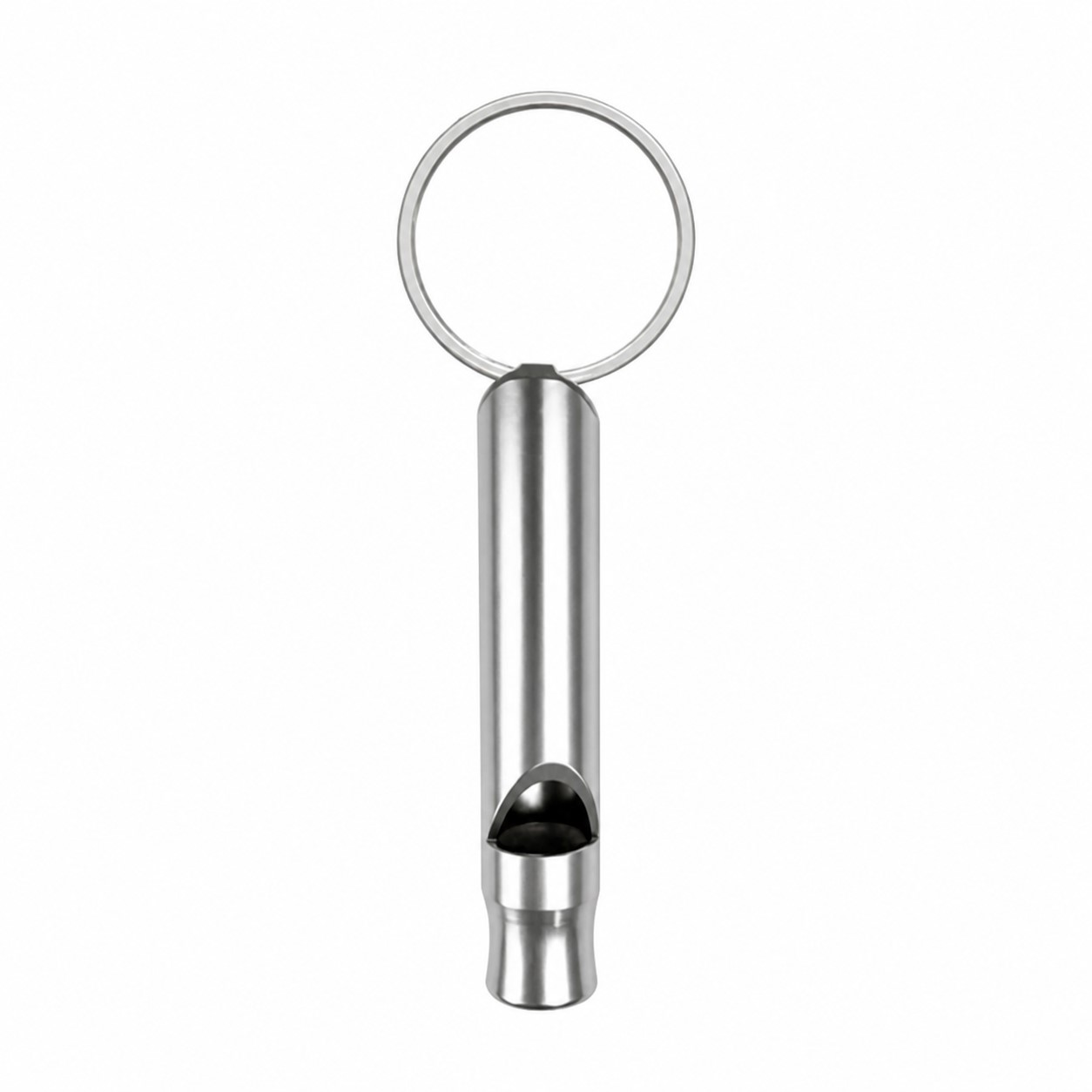 Key Ring Aluminum Signal Whistle — Silver