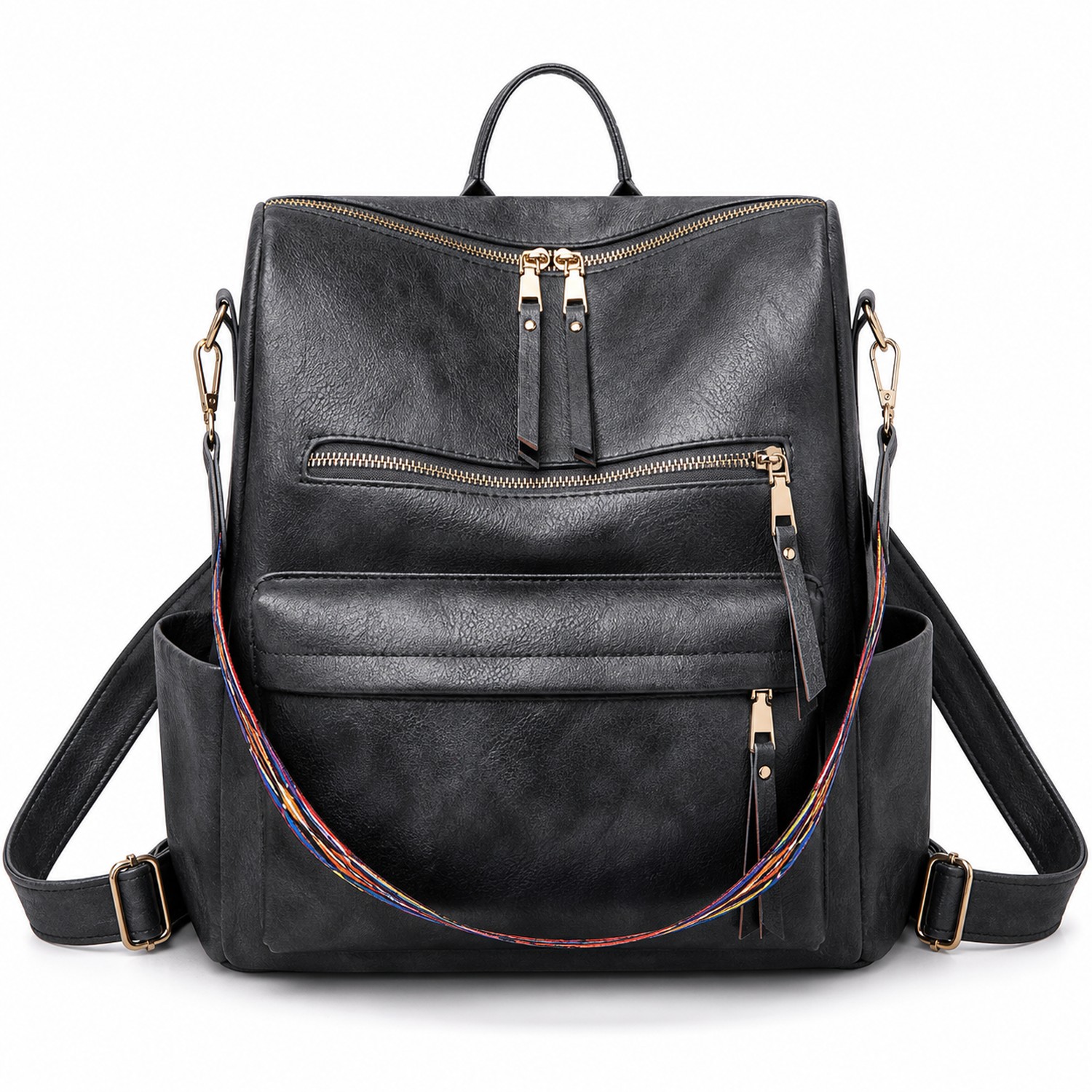 PU Leather Backpack Purse With Strap — view 2