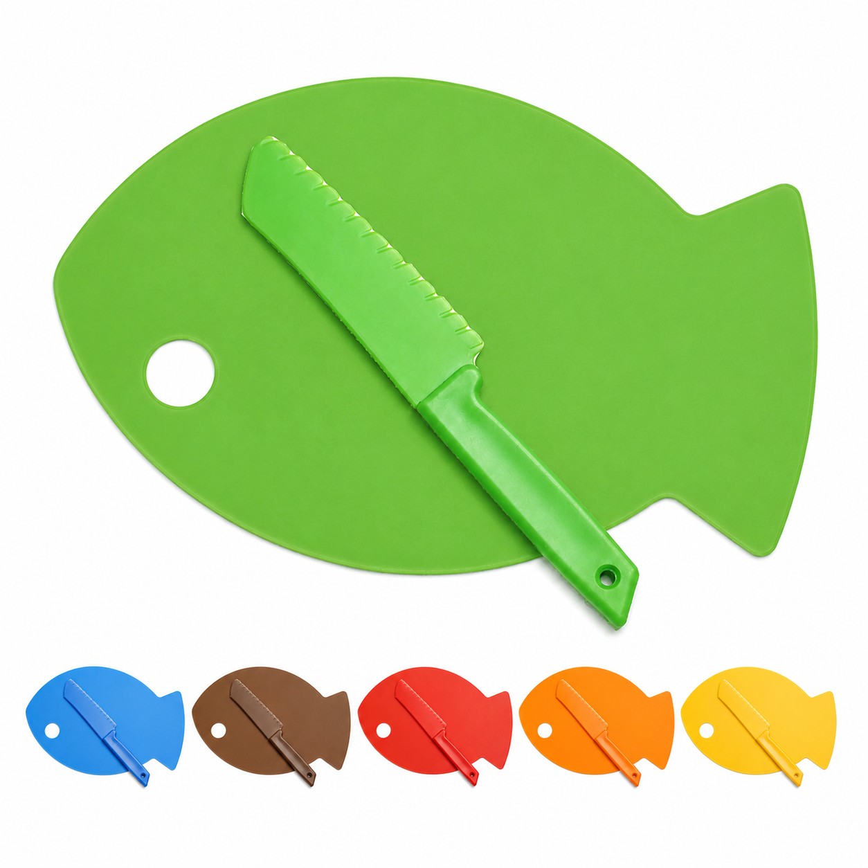 Fish Shaped Kids Knife And Cutting Board