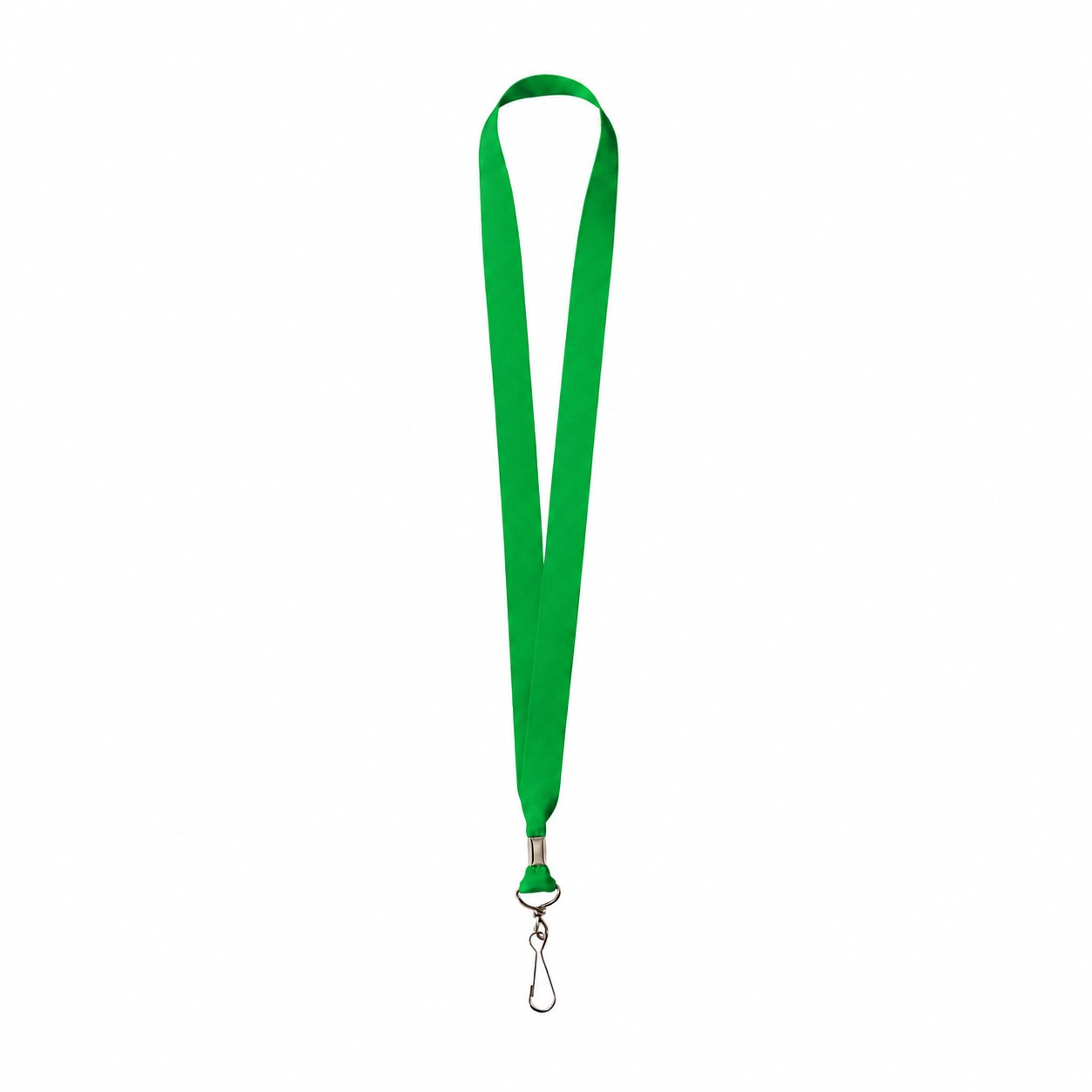Metal Crimp Polyester Satin Lanyard — Green