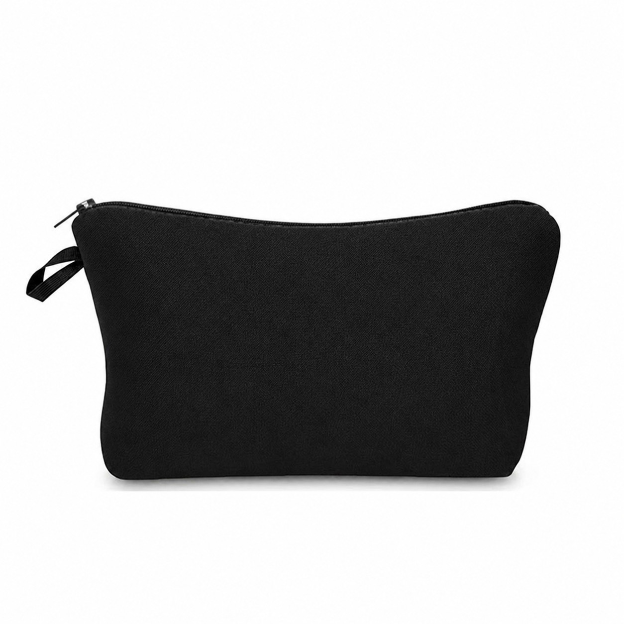 Polyester Cosmetic Travel Zipper Pouch — Black