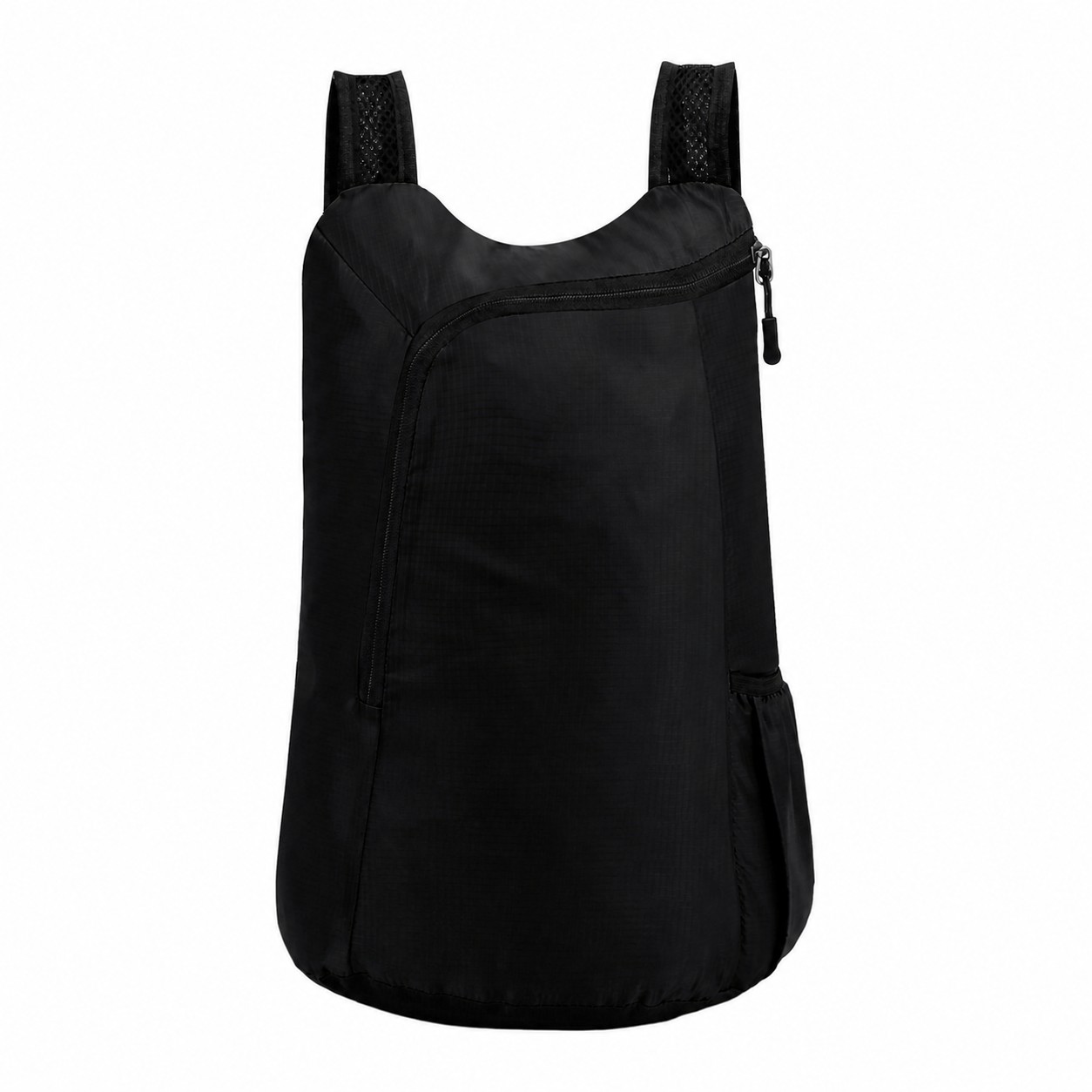 Mesh Pocket Polyester Backpack — Black