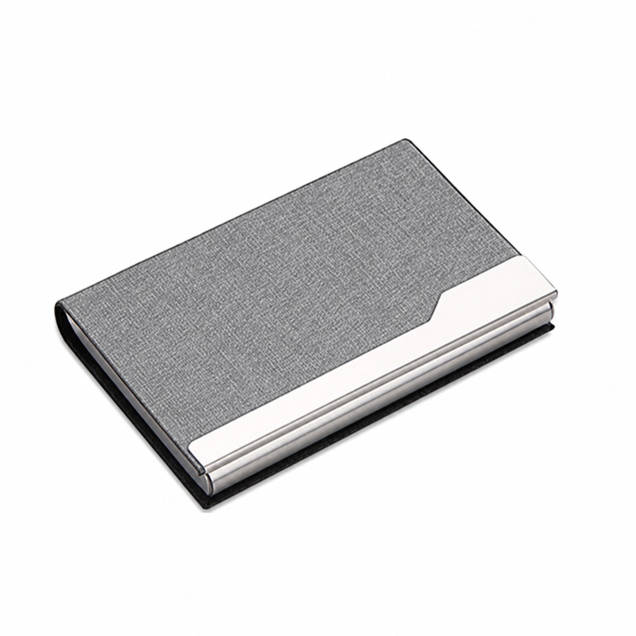 PU Stainless Card Holder Case — Gray