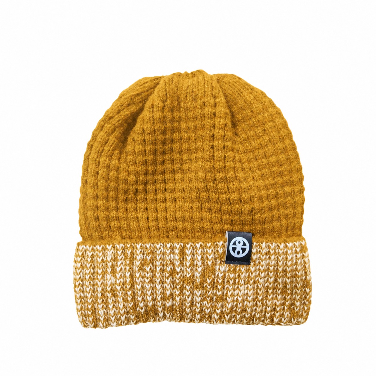 Knit Polyester Cuff Beanie Hat — Gold