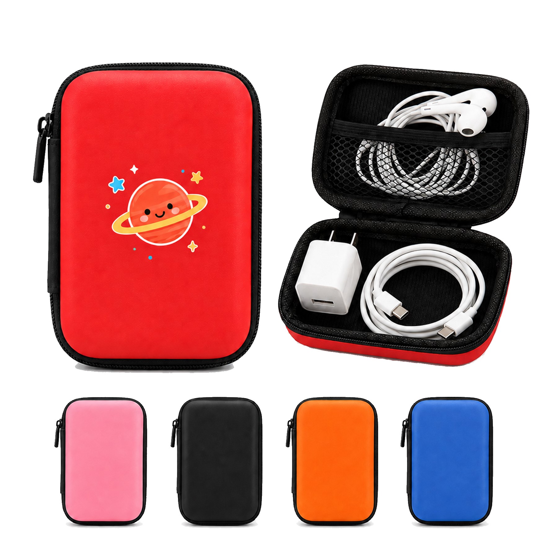 Compact EVA Zipper Electronics Organizer Case