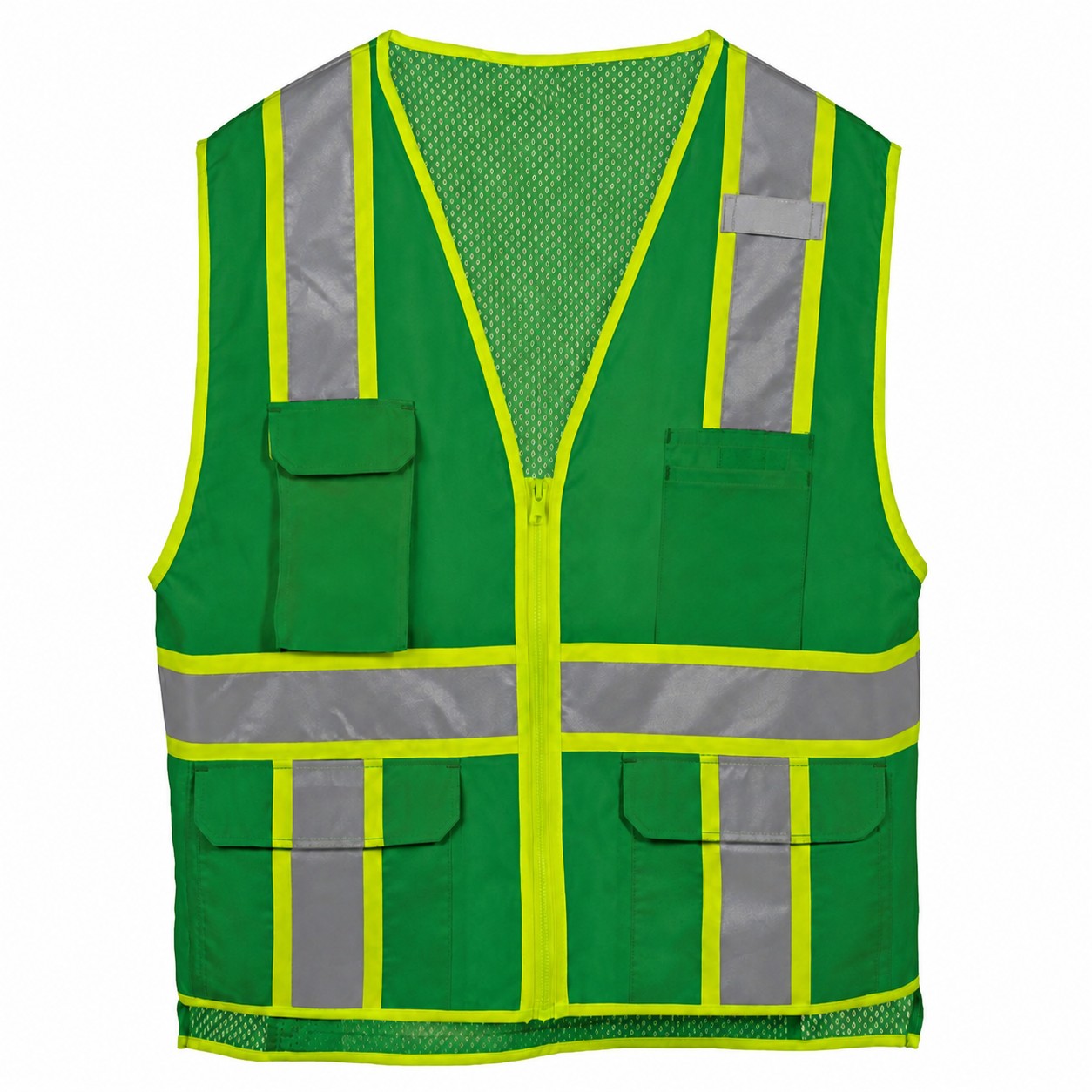 Full Zip Polyester Utility Vest — Green