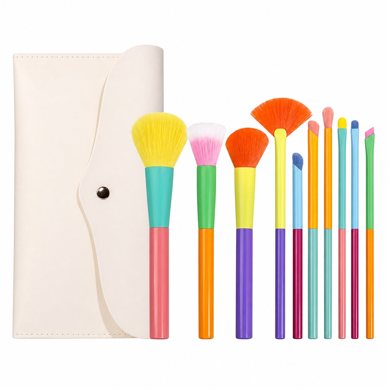 Colorful Synthetic Ten Piece Makeup Brush Set — view 2