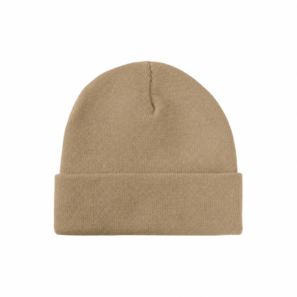 8.5-Inch Cuffed Acrylic Knit Beanie — Khaki Beige