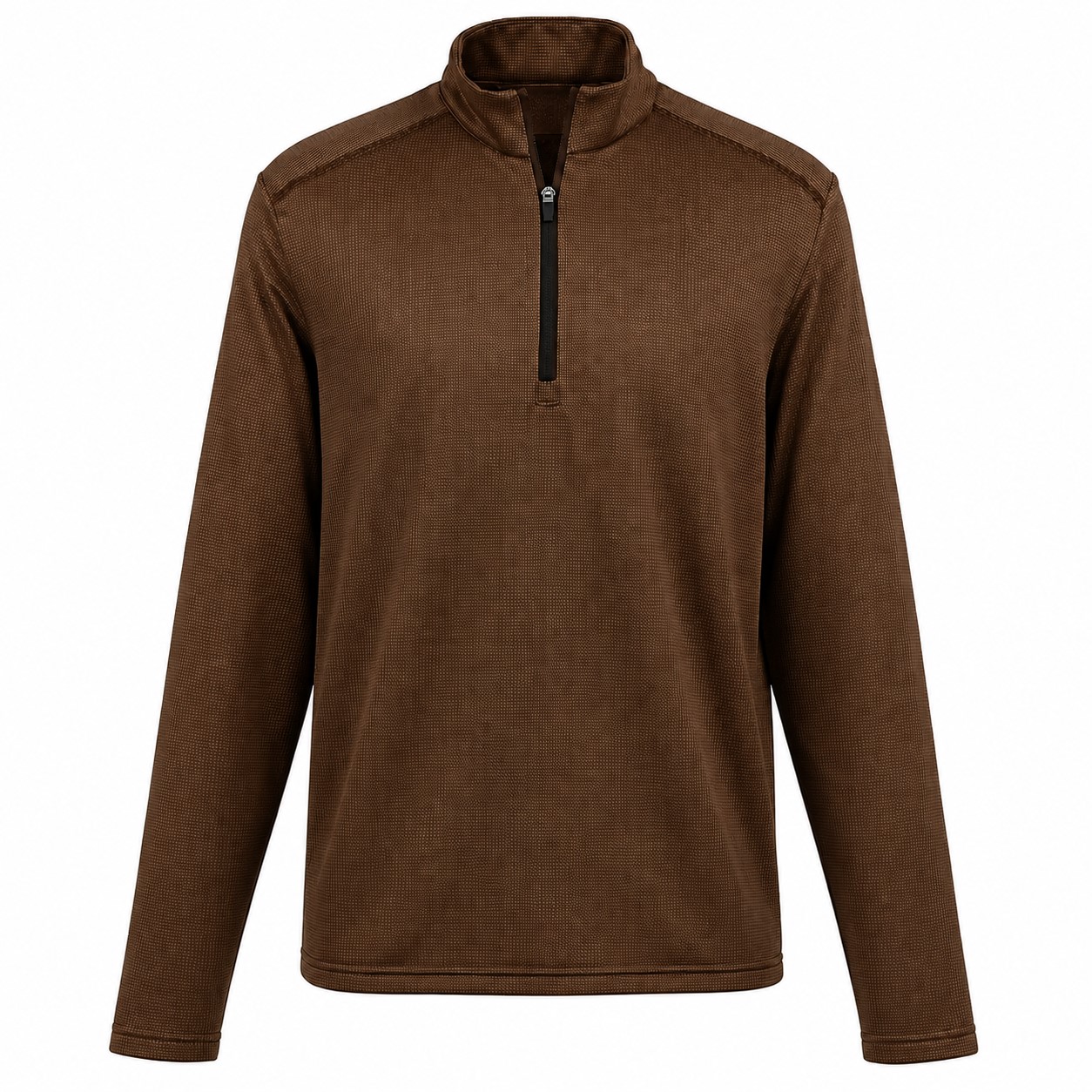 Houndstooth Fleece Quarter Zip Pullover — Brown
