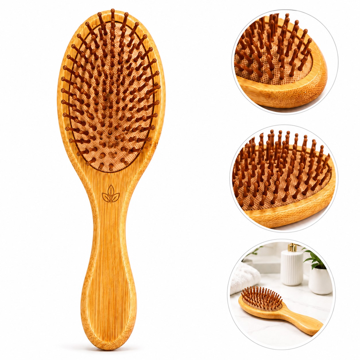 Bamboo Oval Cushion Pin Hairbrush