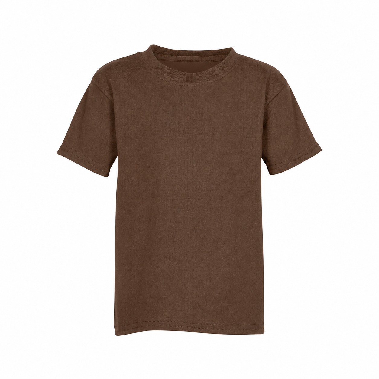 Youth Cotton Polyester Short Sleeve Tee — Brown