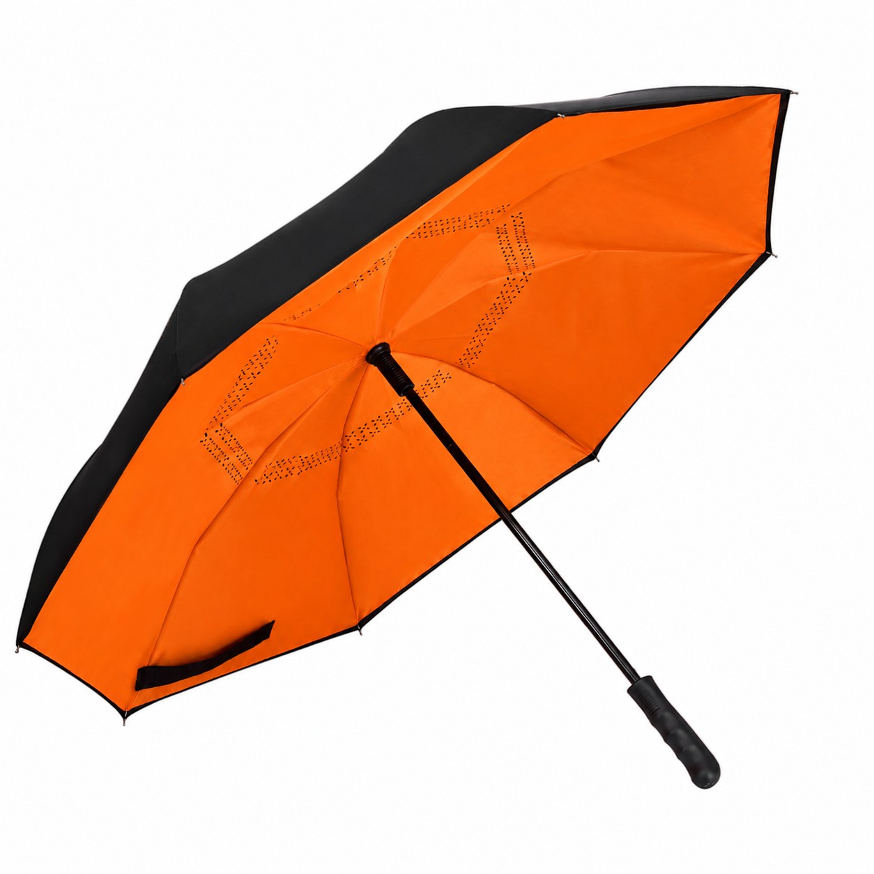 48" Reverse Auto Open Umbrella — Black/Orange