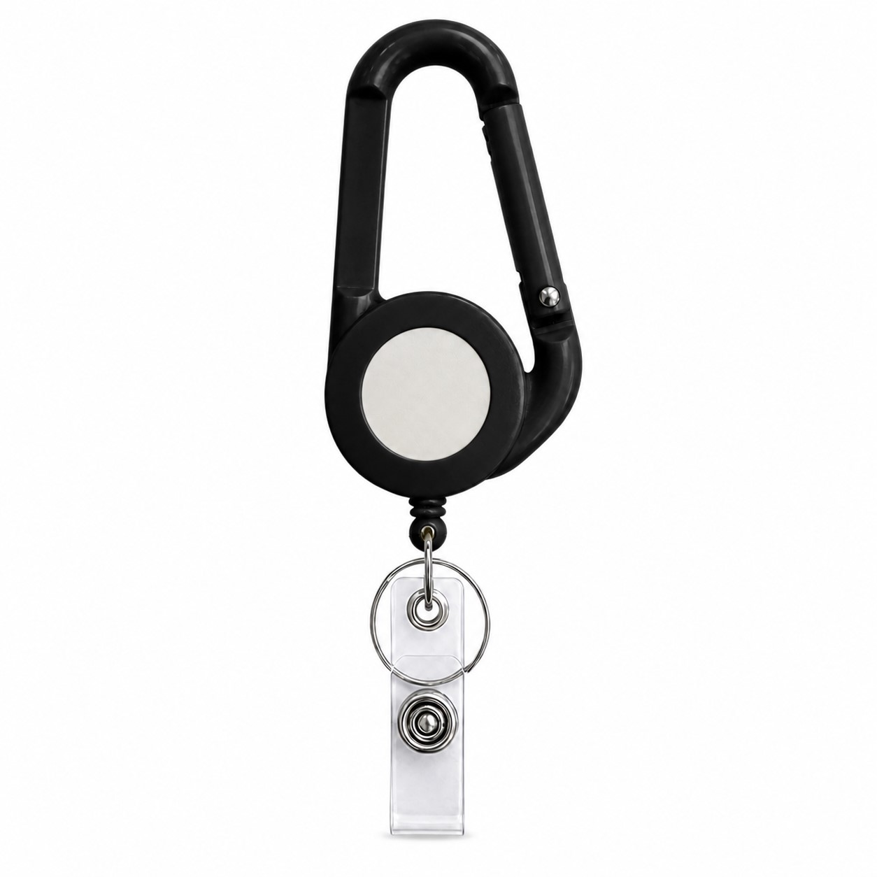 Carabiner Retractable ID Badge Reel — Black