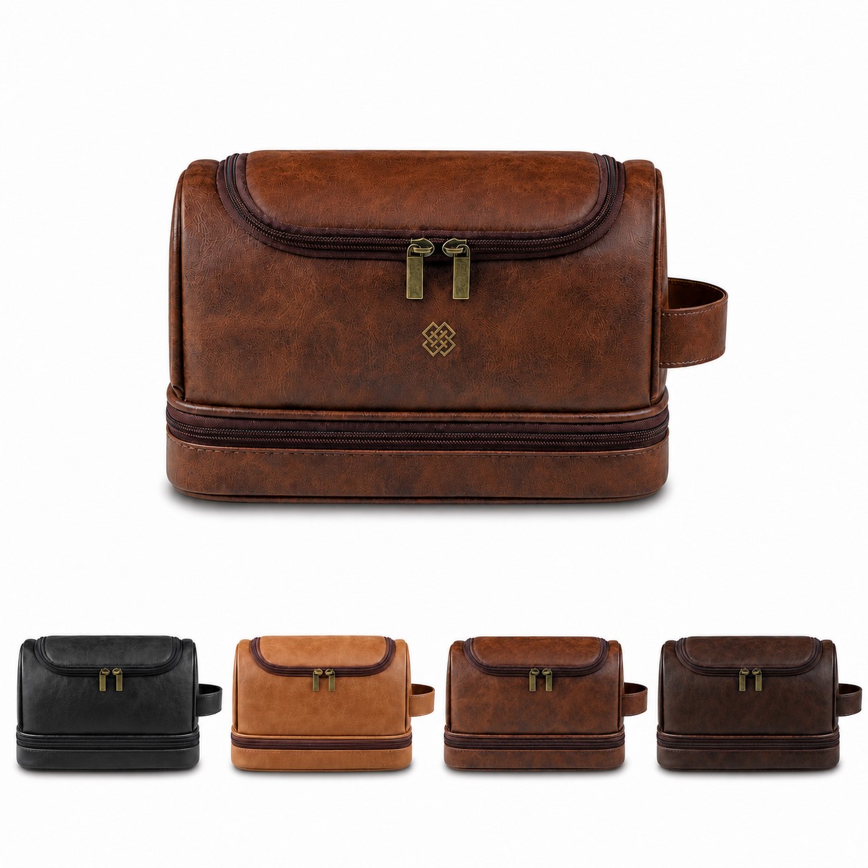 Hanging PU Toiletry Bag With Zippered Base