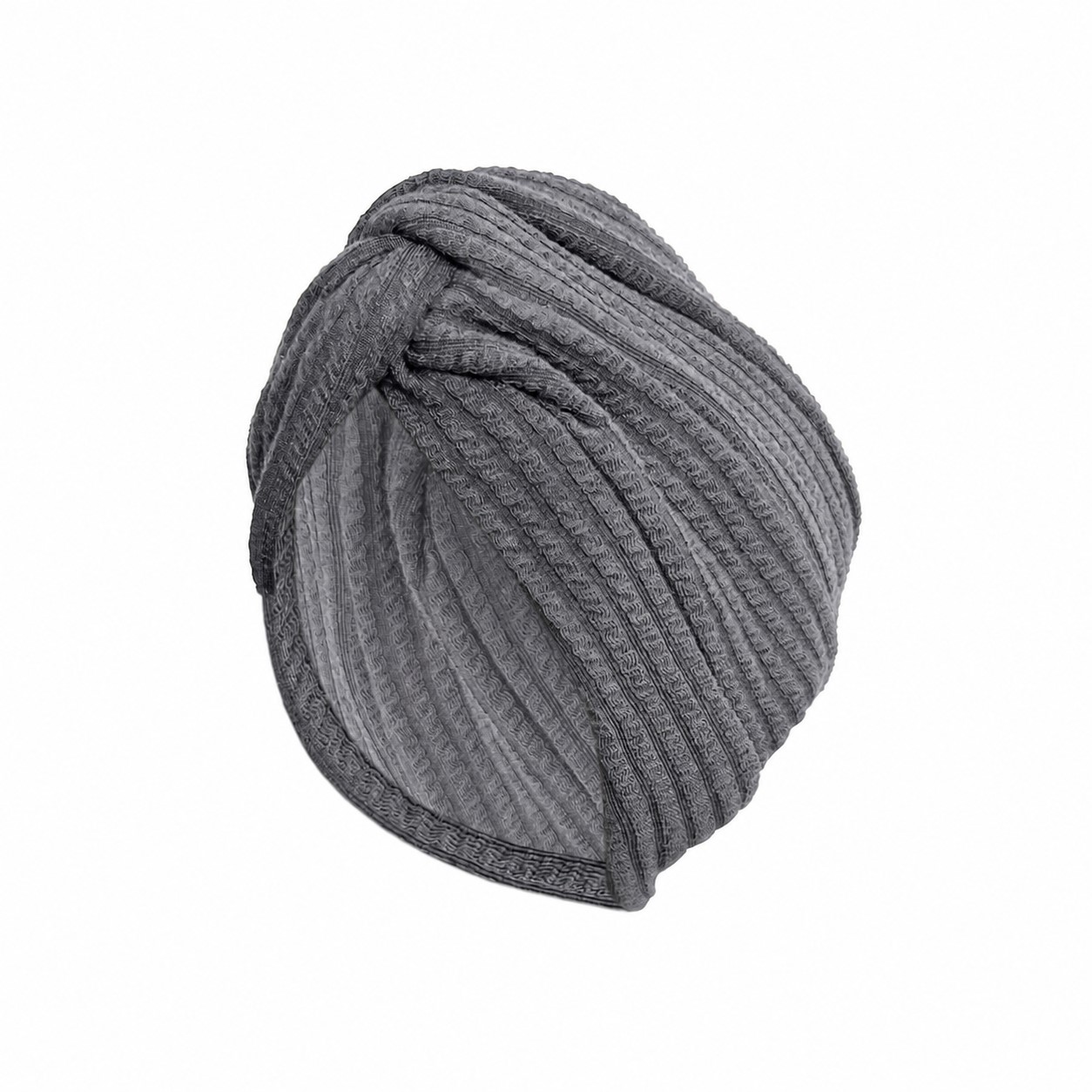 Ribbed Polyester Turban Headwrap — Charcoal Gray