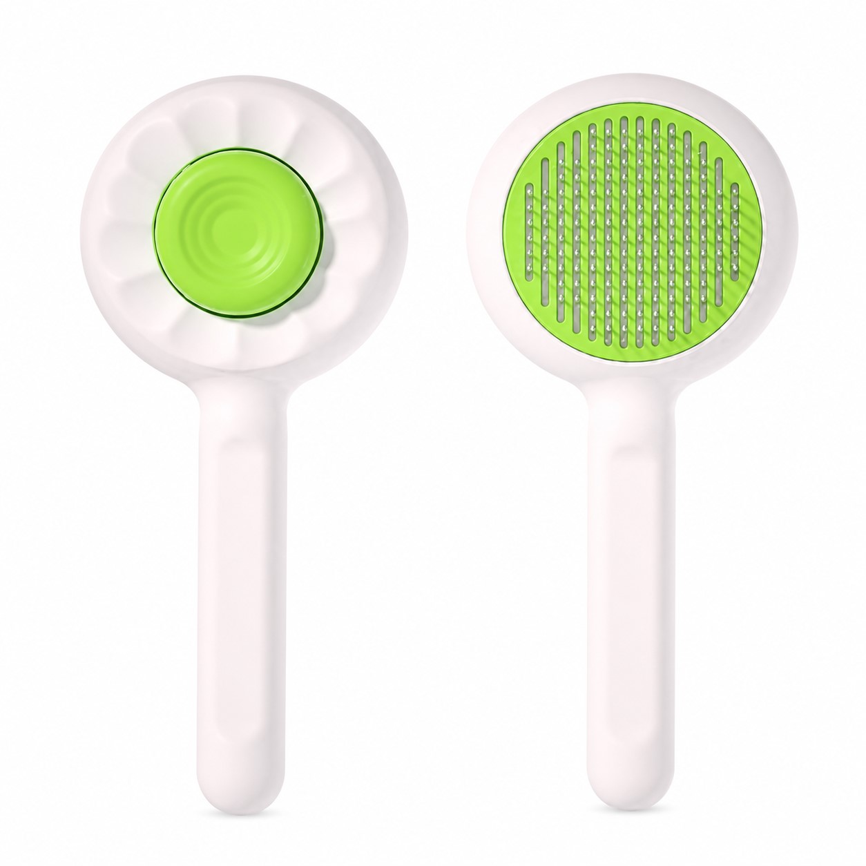 Curved Pet Grooming Brush With Fur Release — view 2
