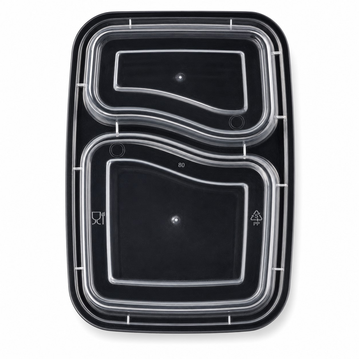 Two Compartment Stackable Polypropylene Meal Container — view 2