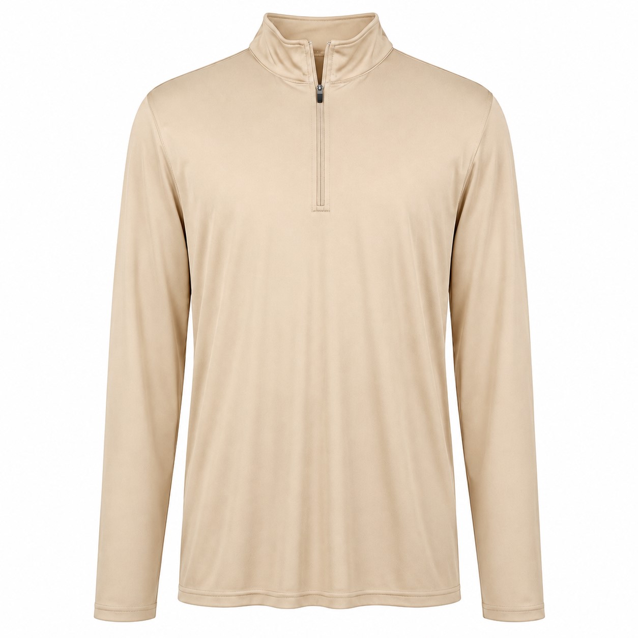 Men's Polyester Quarter Zip Team Pullover — Beige