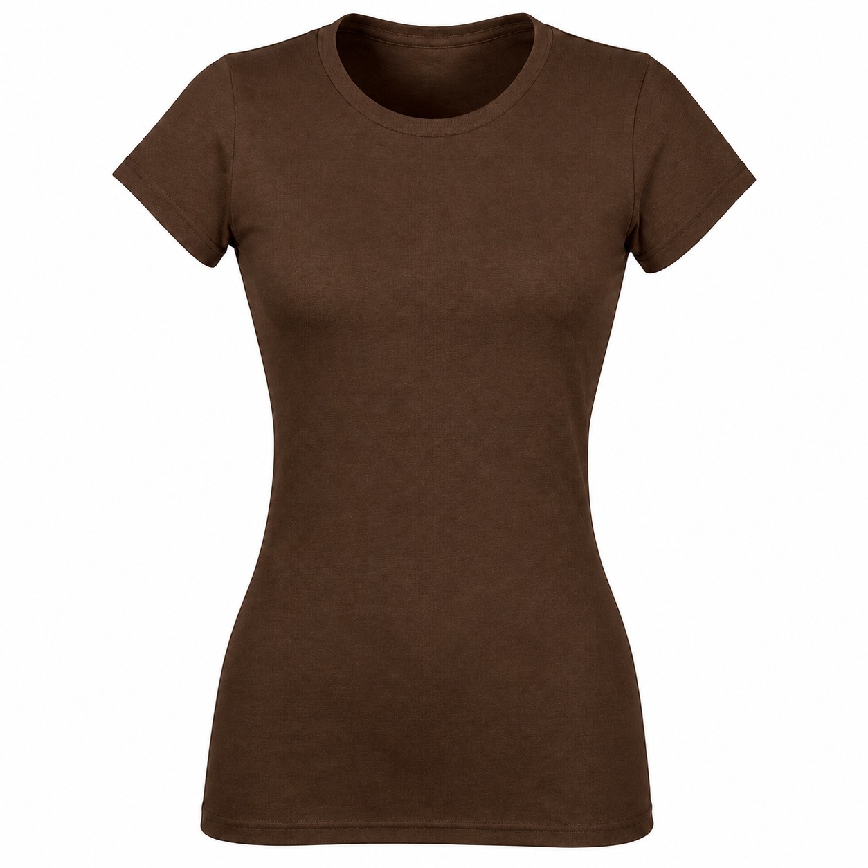 Fitted Ladies Cotton Crewneck Tee — Brown