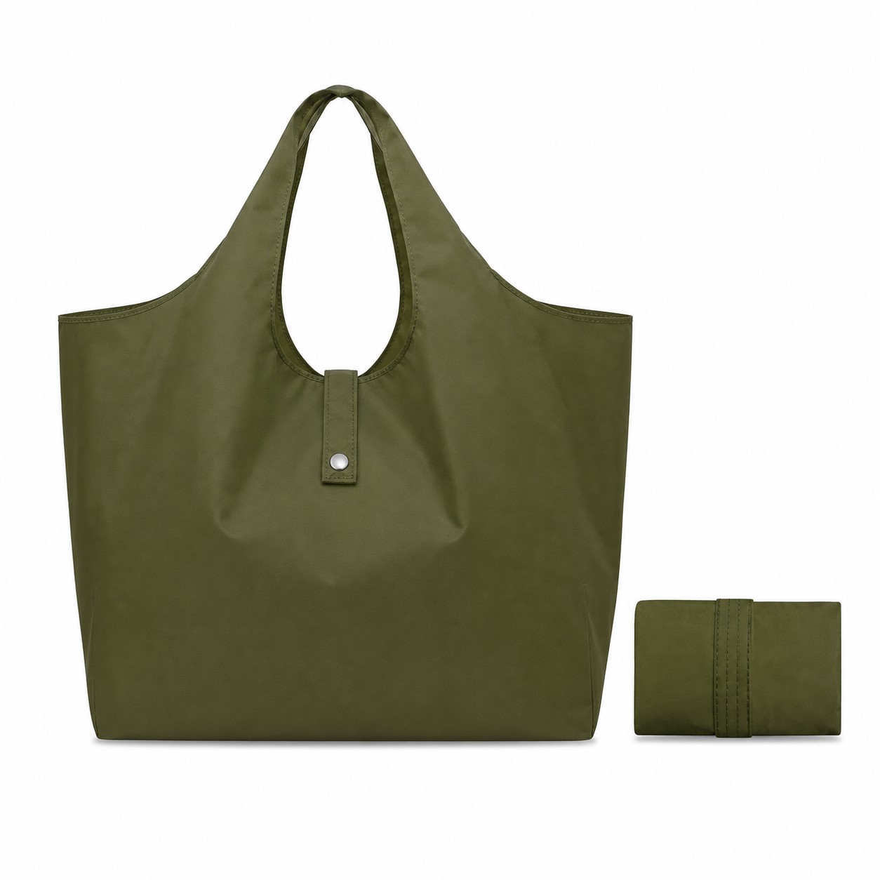 Packable Oxford Shopper Tote With Snap Tab — view 2