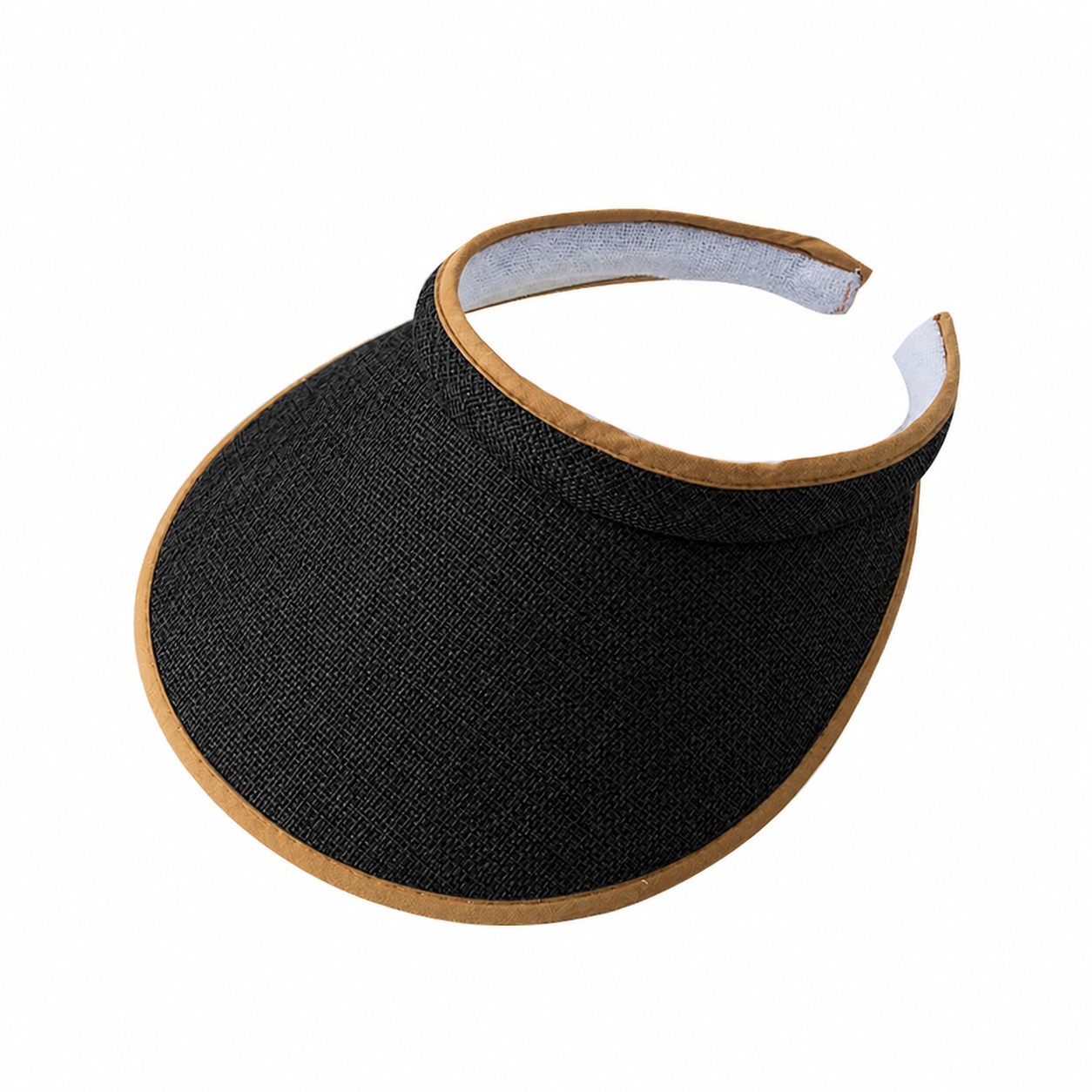 Polyester Straw Look Sun Visor — Black