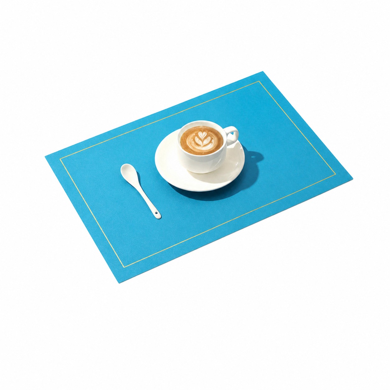 Embossed Leather Dining Placemat — Cyan Blue