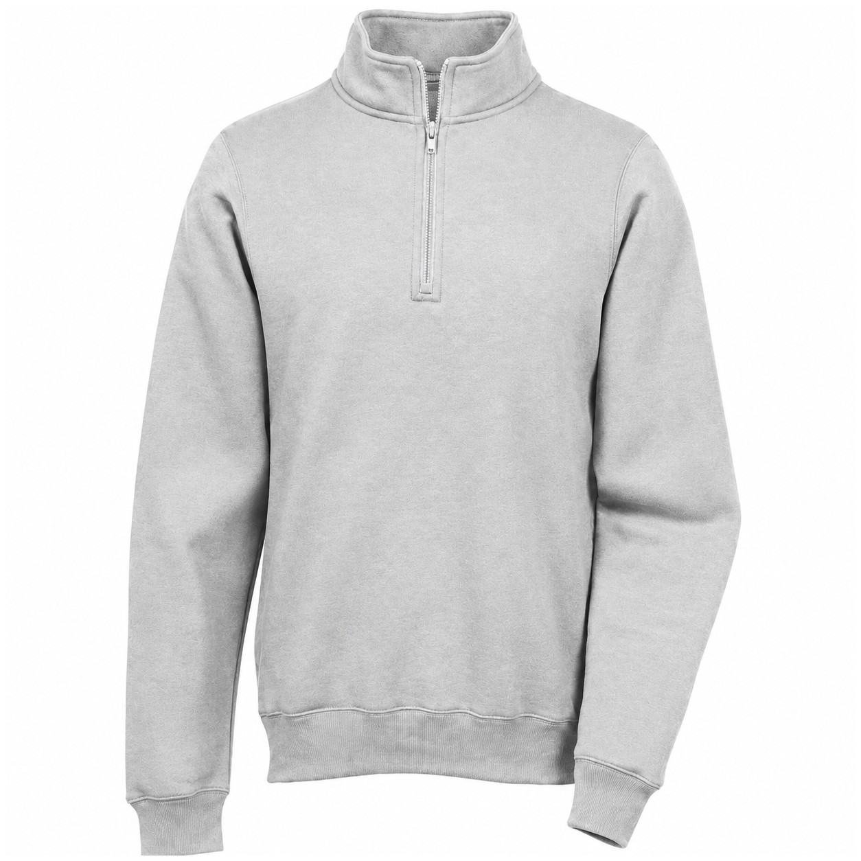 Cotton Polyester Quarter Zip Fleece Pullover — Silver