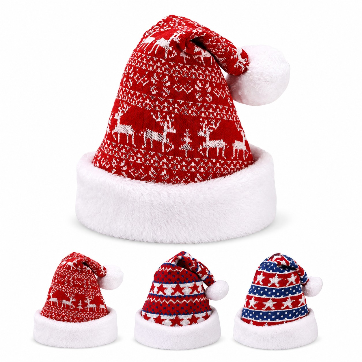 Cotton Reindeer Christmas Santa Hat