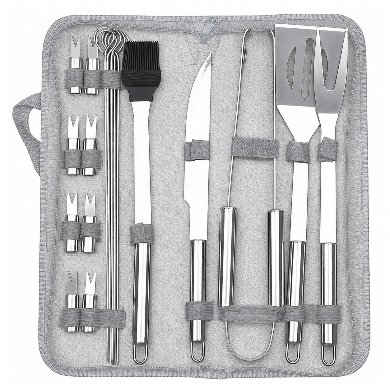 Stainless Steel Barbecue Tool Set — Silver